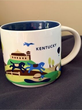 Starbucks Kentucky Scenic Mug - White Exterior with Blue Interior